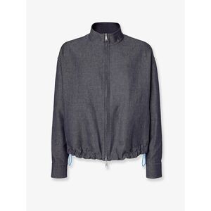 Fendi Men Reversible Denim Jacket With Embroidered Ff Logo